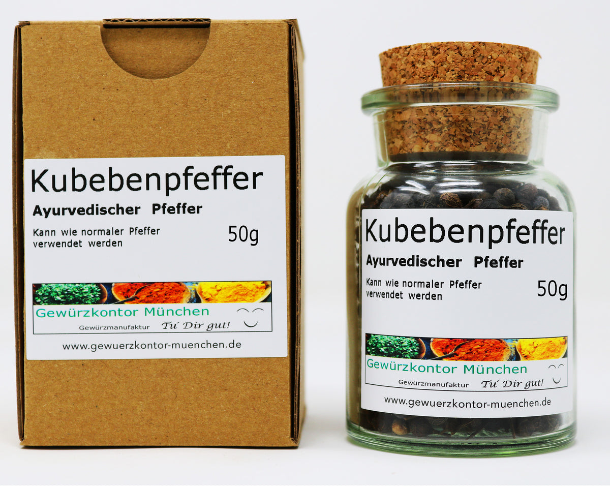 Kubebenpfeffer 50g Glas + Karton