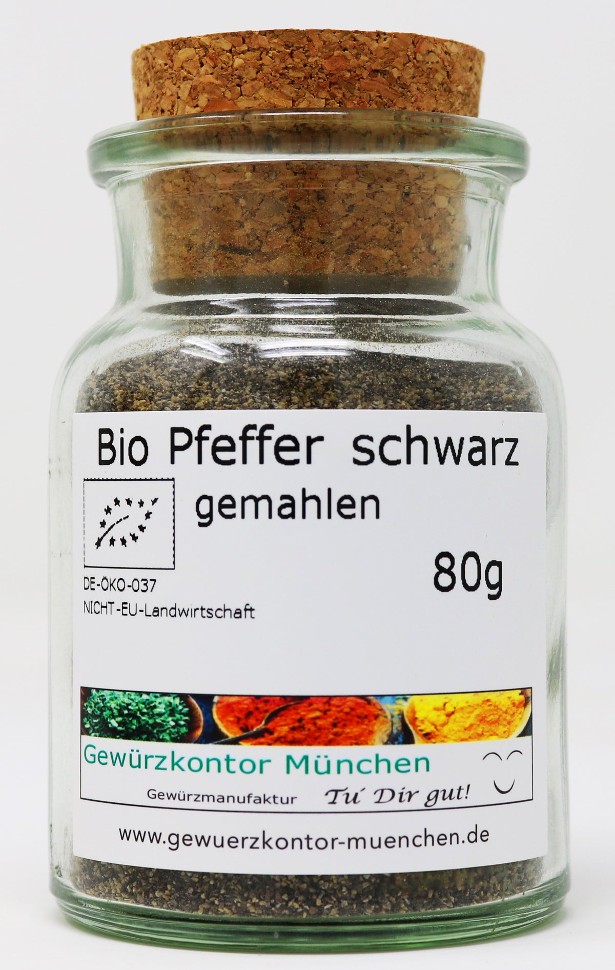 Bio Pfeffer schwarz gemahlen 80g glas