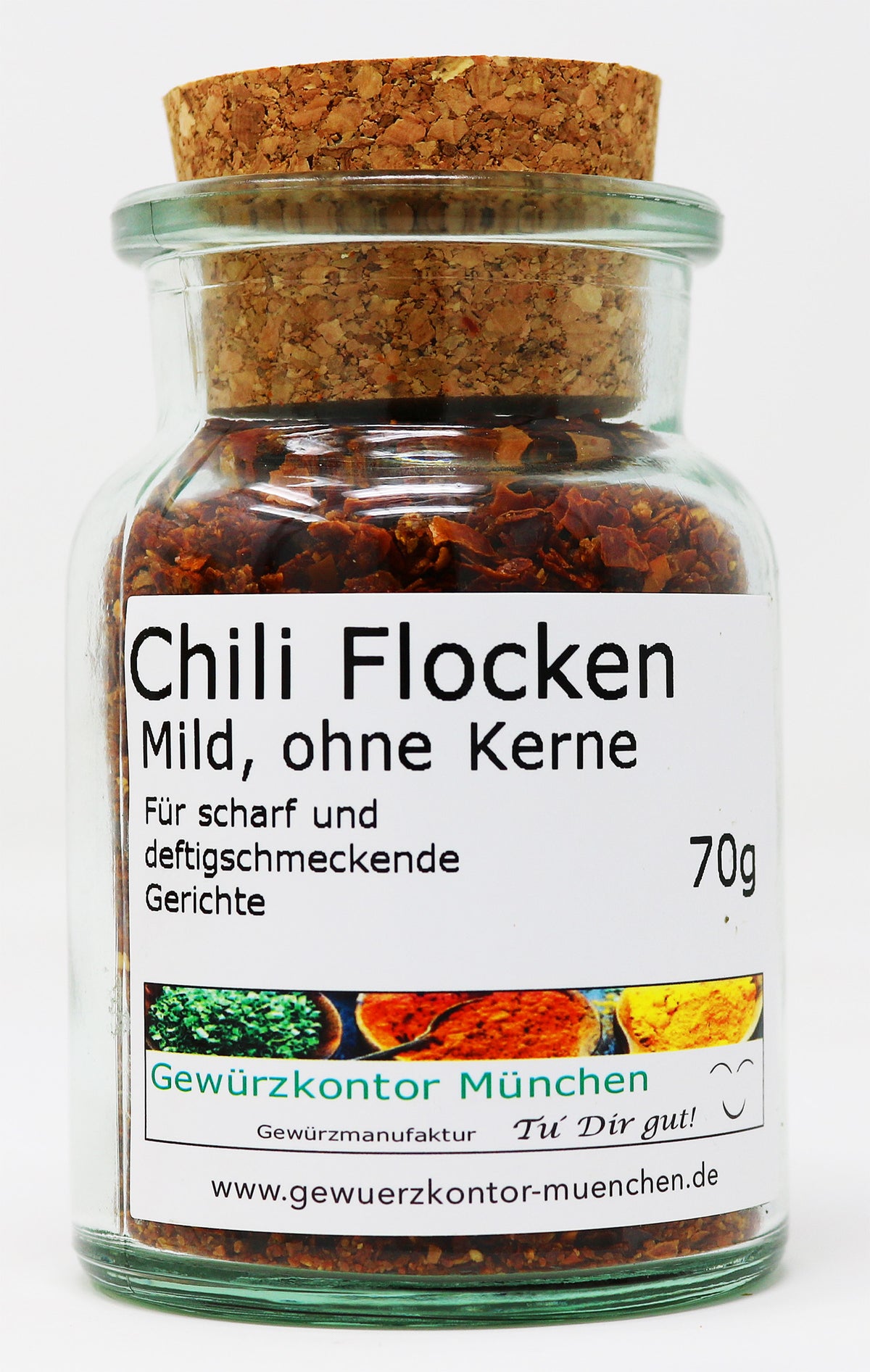 Chiliflocken mild 70g Glas