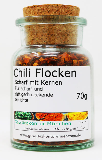 Chiliflocken scharf mit kernen 70g Glas