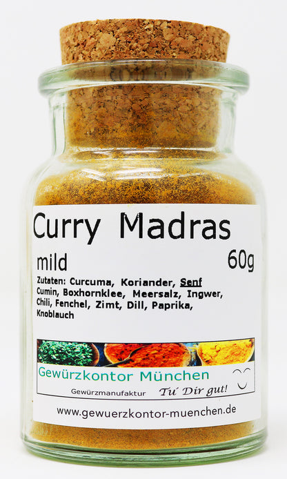 Curry Madras mild 60g Glas