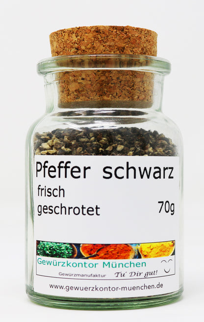 Pfeffer schwarz geschrotet 70g im Glas