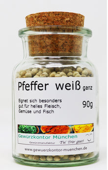 Pfeffer weiß ganz 90g Glas