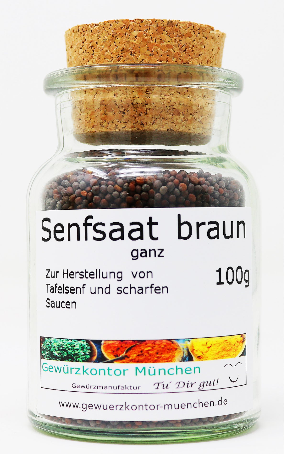Senfsaat braun ganz 100g Glas
