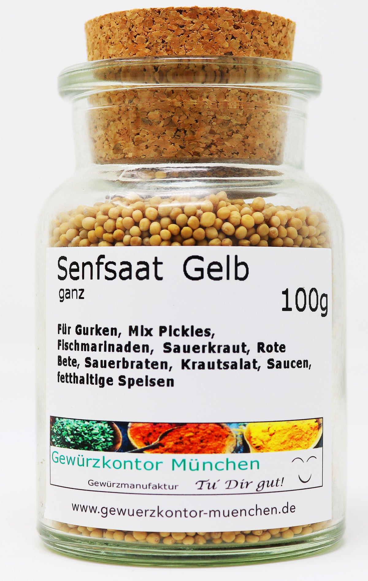 Senfsaat gelb ganz 100g Glas